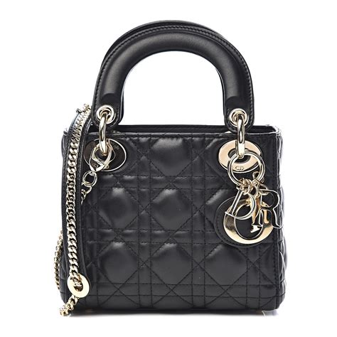 lady dior mini-zip purse black lambskin|CHRISTIAN DIOR Lambskin Cannage Mini Lady Dior Black .